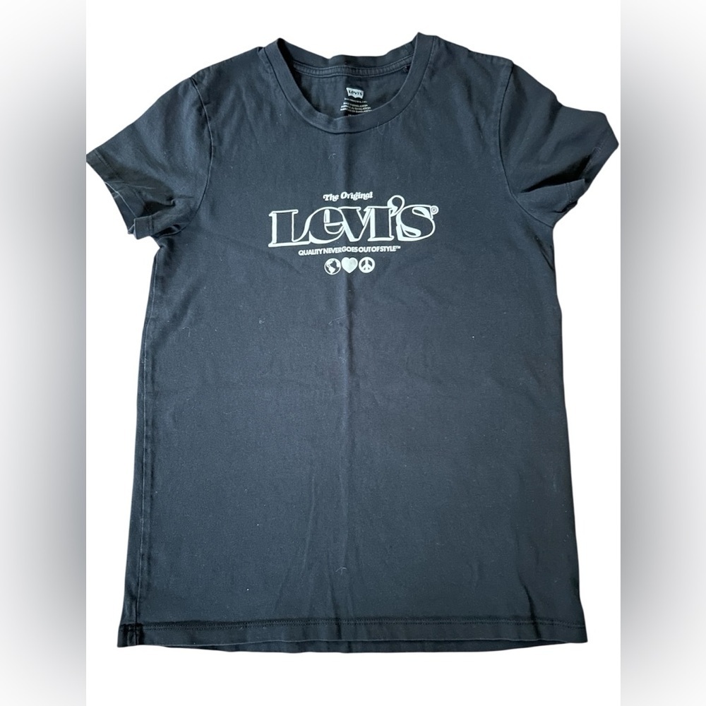 Levi’s Black Logo Graphic T Shirt Short Sleeve Casual Minimalist Tee Size XS